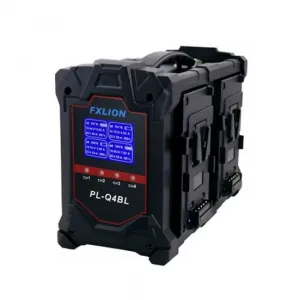 Fxlion PL-Q4BL 四路卡座⼿提式智能快充 (V-mount) 充電器