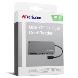Verbatim USB-C™ 3.1讀卡器 (灰色) 集線器