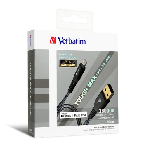 Verbatim Tough Max Lightning 至 USB-A 充電傳輸線 (120cm) 傳輸線
