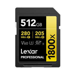 Lexar Professional 1800X SDXC UHS-II Card Gold Series 記憶卡 (512GB) 記憶卡
