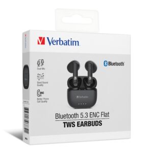 Verbatim 5.3 ENC Flat 無線藍牙耳機 (黑色) 個人影音設備