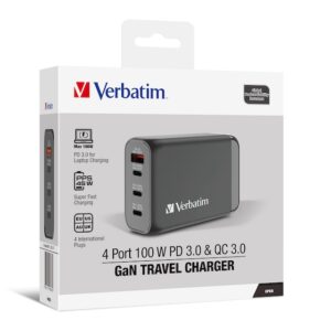 Verbatim 4 port PD 3.0 100W Travel Charger 通用旅行轉插 (黑色) 電池 / 充電器