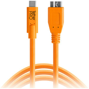 [預訂] Tether Tools TetherPro USB-C 轉 Micro-USB 3.0 Type-B 數據線 (15′/橙色) 線材