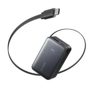 Anker Nano Power Bank A1638 10K 45W 自帶伸縮快充線行動電源 (黑色)
